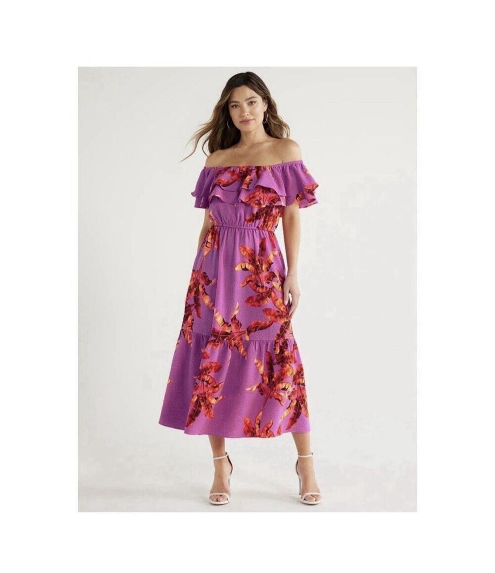 NEW Sofia Vergara Midi Dress Resort Boho Coastal European Cottage Wedding Floral